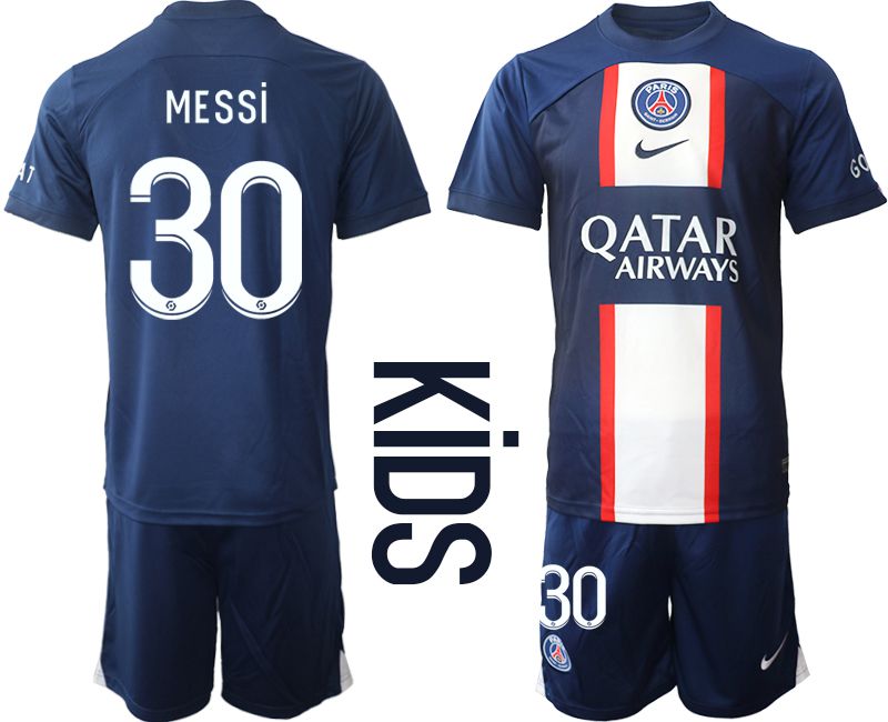 Youth 2022-2023 Club Paris St German home blue #30 Soccer Jersey